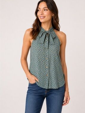 Anthro. Girls from Savoy 100% Vintage Inspired Silk Halter Blouse Size 2